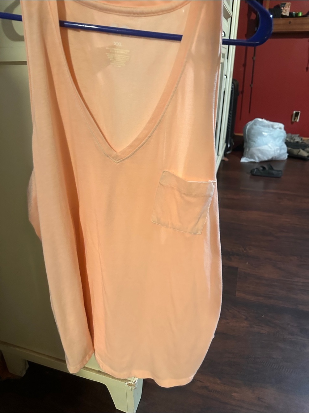 Peach V-Neck Pocket Tank Top - Women